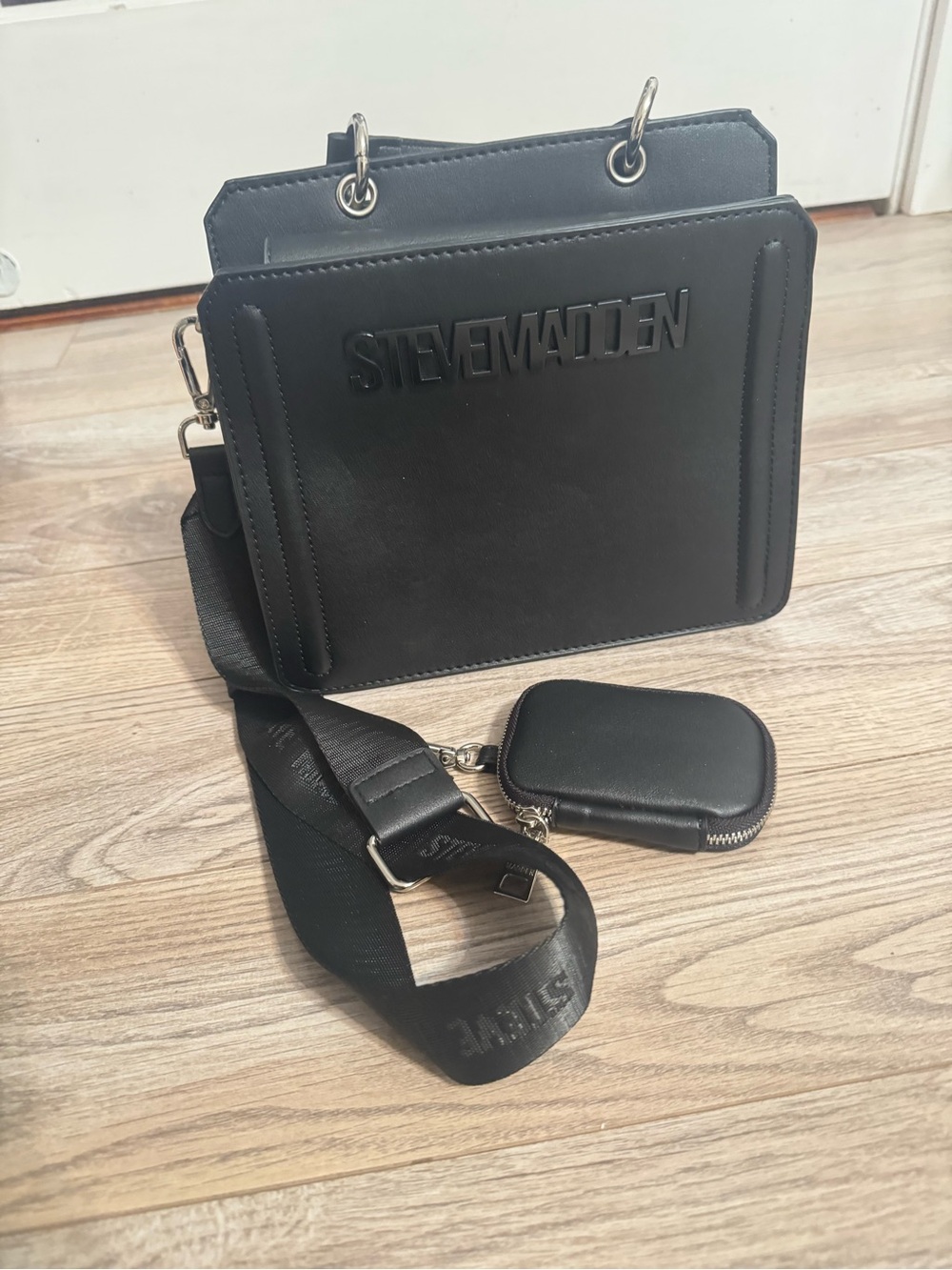 Steve Madden Black Crossbody Bag with Zip Pouch